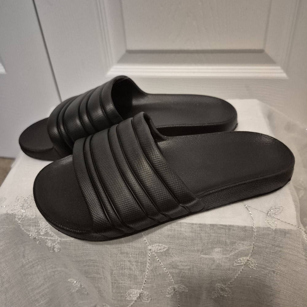 Logo Athletic Black Slide Sandals